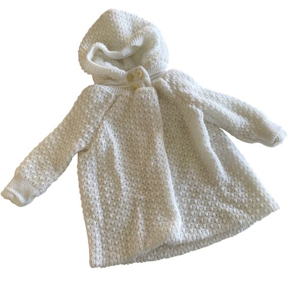 Adorable Vintage White Knit Baby Sweater - Size 9 Months - Picture 1 of 4